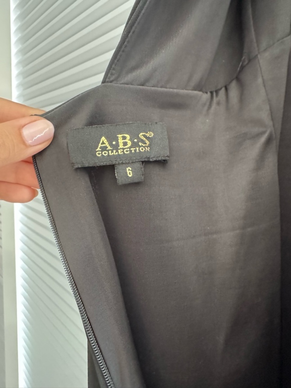 ABS Collection by Allen Schwartz Cape Black Jersey Gown Maxi Dress Size 6 - Picture 10 of 12